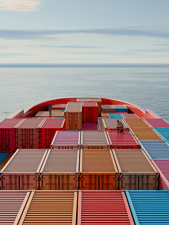 Container vessel transporting cargo